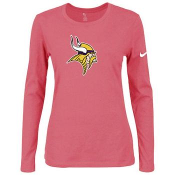 Women's Nike Minnesota Vikings Of The City Long Sleeve Tri-Blend NFL T-Shirt Pink