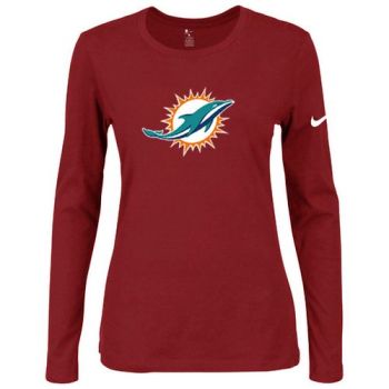 Women's Nike Miami Dolphins Of The City Long Sleeve Tri-Blend NFL T-Shirt Red