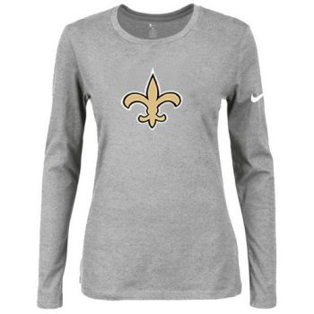 Women's Nike New Orleans Saints Of The City Long Sleeve Tri-Blend NFL T-Shirt Light Grey