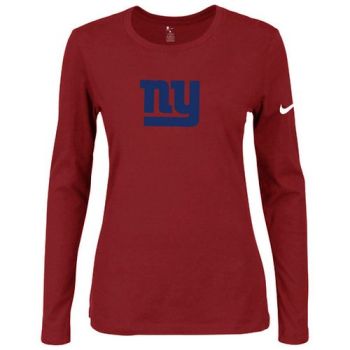 Women's Nike New York Giants Of The City Long Sleeve Tri-Blend NFL T-Shirt Red-2