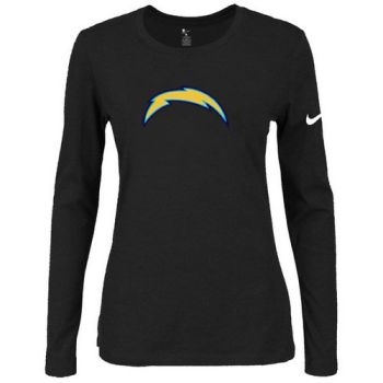 Women's Nike San Diego Chargers Of The City Long Sleeve Tri-Blend NFL T-Shirt Black