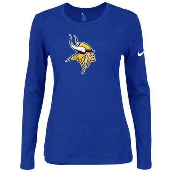 Women's Nike Minnesota Vikings Of The City Long Sleeve Tri-Blend NFL T-Shirt Blue