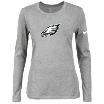 Women's Nike Philadelphia Eagles Of The City Long Sleeve Tri-Blend NFL T-Shirt Light Grey