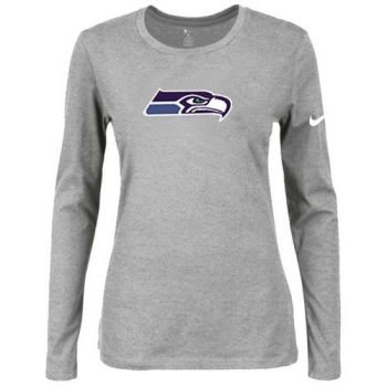 Women's Nike Seattle Seahawks Of The City Long Sleeve Tri-Blend NFL T-Shirt Light Grey