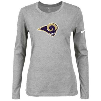 Women's Nike St.Louis Rams Of The City Long Sleeve Tri-Blend NFL T-Shirt Light Grey