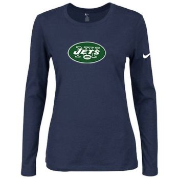 Women's Nike New York Jets Of The City Long Sleeve Tri-Blend NFL T-Shirt Dark Blue