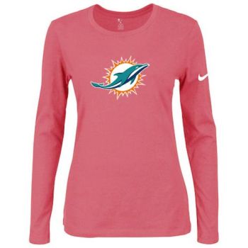 Women's Nike Miami Dolphins Of The City Long Sleeve Tri-Blend NFL T-Shirt Pink