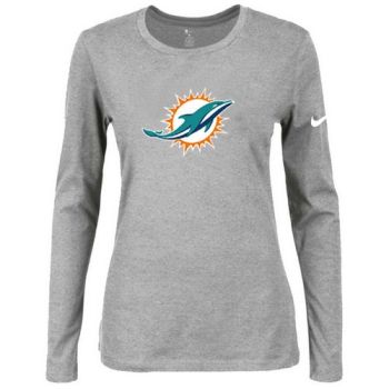 Women's Nike Miami Dolphins Of The City Long Sleeve Tri-Blend NFL T-Shirt Light Grey