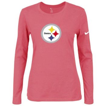 Women's Nike Pittsburgh Steelers Of The City Long Sleeve Tri-Blend NFL T-Shirt Pink