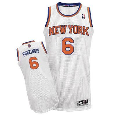 New York Knicks #6 Kristaps Porzingis White Stitched NBA Jersey