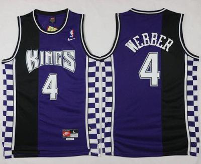 Sacramento Kings #4 Chris Webber Purple Black Throwback Stitched NBA Jersey