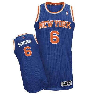 New York Knicks #6 Kristaps Porzingis Blue Stitched NBA Jersey