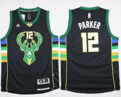 Milwaukee Bucks #12 Jabari Parker Black Alternate Stitched NBA Jersey