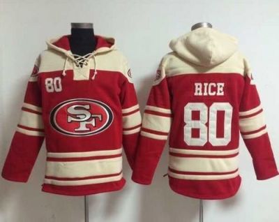 Nike San Francisco 49ers #80 Jerry Rice Red Sawyer Hooded Sweatshirt NFL Hoodie