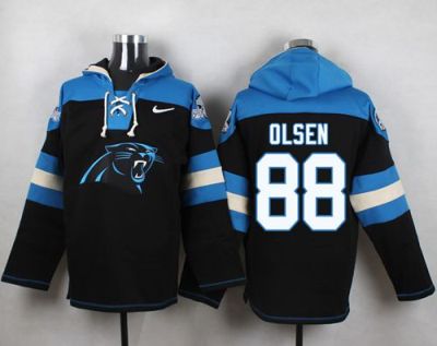 Nike Carolina Panthers #88 Greg Olsen Black Player Pullover NFL Hoodie
