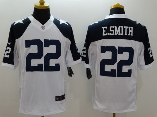 Nike Dallas Cowboys #22 Emmitt Smith White Thanksgiving Throwback Men's Stitched NFL Limited Jersey