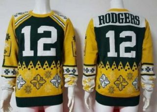 Nike Green Bay Packers #12 Aaron Rodgers Green Yellow Men's Ugly Sweater