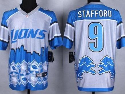 Nike Detroit Lions #9 Matthew Stafford Blue Men's Stitched NFL Elite Noble Fashion Jersey