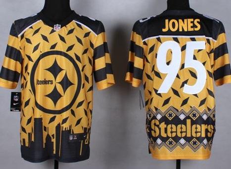 Nike Pittsburgh Steelers #95 Jarvis Jones Gold Men's Stitched NFL Elite Noble Fashion Jersey
