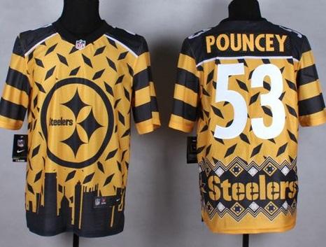 Nike Pittsburgh Steelers #53 Maurkice Pouncey Gold Men's Stitched NFL Elite Noble Fashion Jersey