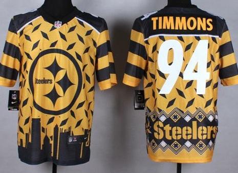 Nike Pittsburgh Steelers #94 Lawrence Timmons Gold Men's Stitched NFL Elite Noble Fashion Jersey