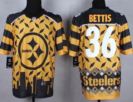 Nike Pittsburgh Steelers #36 Jerome Bettis Gold Men's Stitched NFL Elite Noble Fashion Jersey