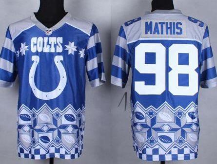 Nike Indianapolis Colts #98 Robert Mathis Royal Blue Men's Stitched NFL Elite Noble Fashion Jersey