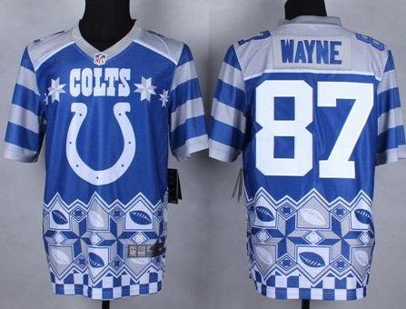 Nike Indianapolis Colts #87 Reggie Wayne Royal Blue Men's Stitched NFL Elite Noble Fashion Jersey