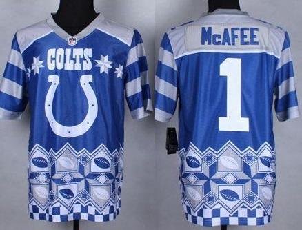 Nike Indianapolis Colts #1 Pat McAfee Royal Blue Men's Stitched NFL Elite Noble Fashion Jersey