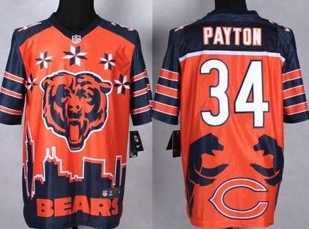 Nike Chicago Bears #34 Walter Payton Orange Men's Stitched NFL Elite Noble Fashion Jersey