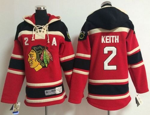 Youth Chicago Blackhawks #2 Duncan Keith Red Sawyer Hooded Sweatshirt Stitched NHL Jersey