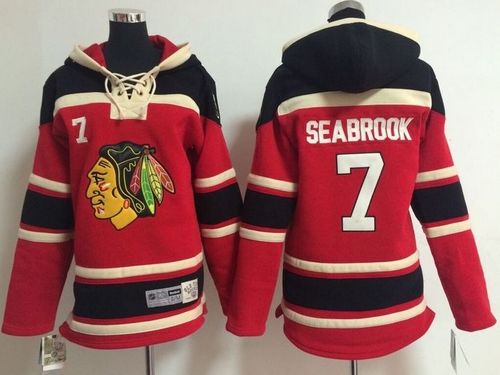 Youth Chicago Blackhawks #7 Brent Seabrook Red Sawyer Hooded Sweatshirt Stitched NHL Jersey