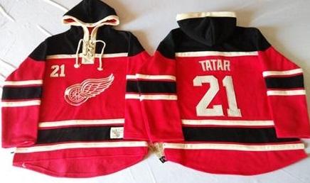 Detroit Red Wings 21 Tomas Tatar Red Sawyer Hooded Sweatshirt Stitched NHL Jersey