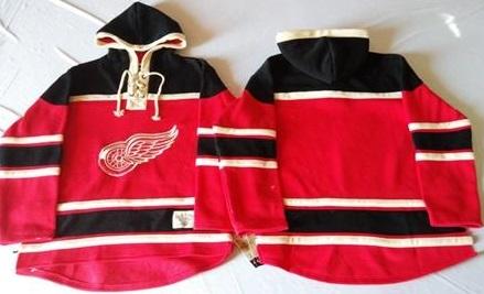 Detroit Red Wings Blank Red Sawyer Hooded Sweatshirt Stitched NHL Jersey
