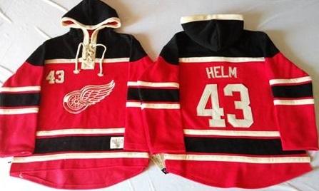 Detroit Red Wings 43 Darren Helm Red Sawyer Hooded Sweatshirt Stitched NHL Jersey