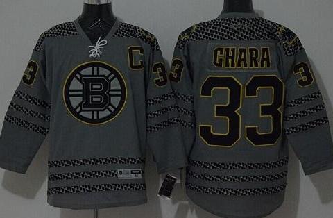 Boston Bruins #33 Zdeno Chara Charcoal Cross Check Fashion Stitched NHL Jersey