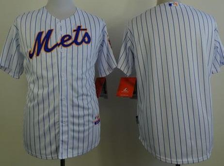 New York Mets Blank White(Blue Strip) Home Cool Base Stitched Baseball Jersey