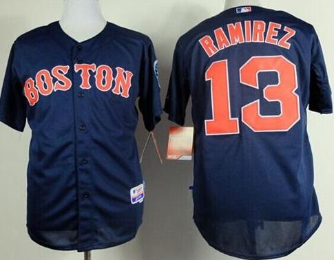 Boston Red Sox 13 Hanley Ramirez Dark Blue Cool Base Stitched Baseball Jersey