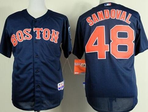 Boston Red Sox 48 Pablo Sandoval Dark Blue Cool Base Stitched Baseball Jersey
