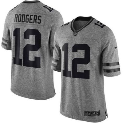 Nike Green Bay Packers #12 Aaron Rodgers Gray Men's Stitched NFL Limited Gridiron Gray Jersey