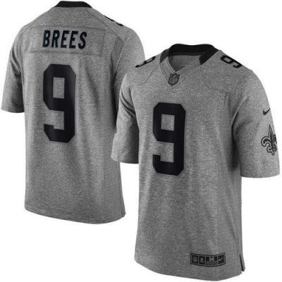 Nike New Orleans Saints #9 Drew Brees Gray Men's Stitched NFL Limited Gridiron Gray Jersey