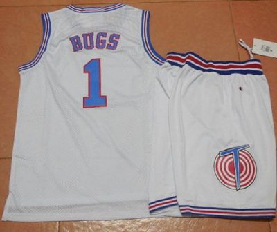 Space Jam Tune Squad #1 Bugs Bunny White Movie Stitched Basketball Jersey