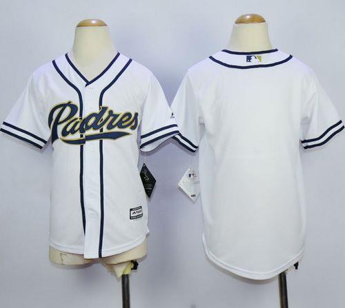 Youth San Diego Padres Blank White Home Cool Base Stitched MLB Jersey