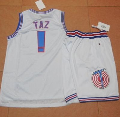 Space Jam Tune Squad #1 Taz White Stitched Basketball Jersey