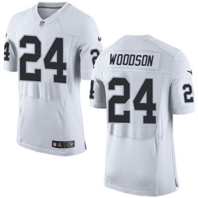 Nike Oakland Raiders #24 Charles Woodson White Men's Stitched NFL New Elite Jersey