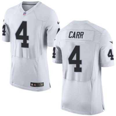 Nike Oakland Raiders #4 Derek Carr White Men's Stitched NFL New Elite Jersey