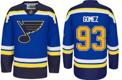 St.Louis Blues #93 Scott Gomez Light Blue Home Stitched NHL Jersey