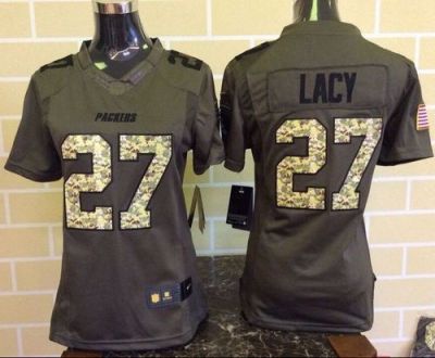 Women Nike Packers #27 Eddie Lacy Green Stitched NFL Limited Salute To Service Jersey