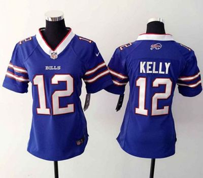 Women Nike Bills #12 Jim Kelly Royal Blue Team Color Stitched NFL Elite Jersey