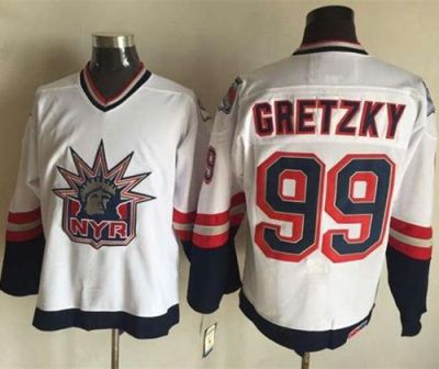 New York Rangers #99 Wayne Gretzky White CCM Statue Of Liberty Stitched NHL Jersey